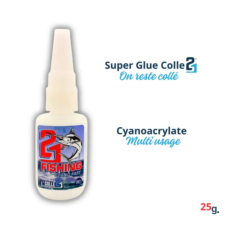 🚀 Colle21 FAST FISHING 25g | Super Glue Ultra-Liquide à Prise Instantanée – Colle Extra-Forte Spéciale Pêche pour Lignes, Leurres, Hameçons et Réparations Rapides 🎣