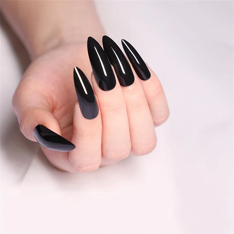 Faux Ongles Noir Brillant