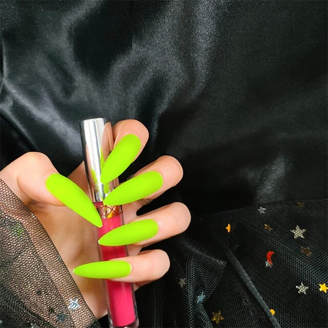 Faux Ongles Vert Fluo