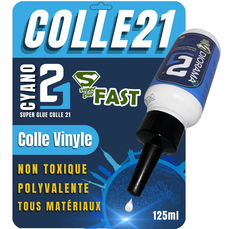 🧪 Colle Blanche Vinylique Fast Superglue Colle21 – 125 ml Colle pour vos décors, projets DIY dioramas et modélisme.🚀