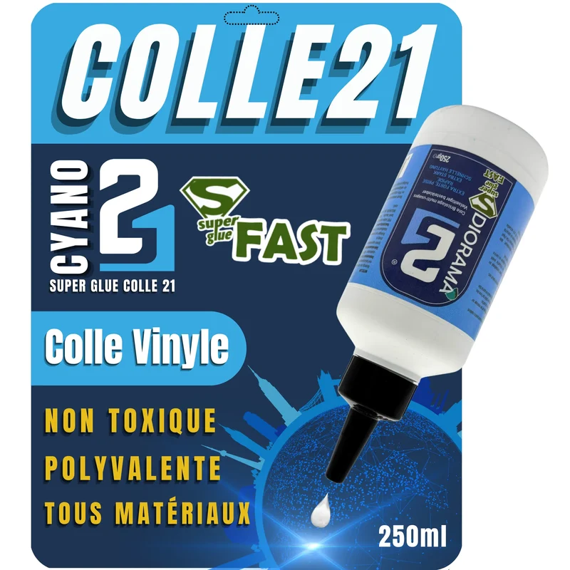 🧪 Colle Blanche Vinylique Fast Super Glue Colle21 – 250 ml Colle professionnel pour vos décors, projets DIY dioramas et modélisme.🚀