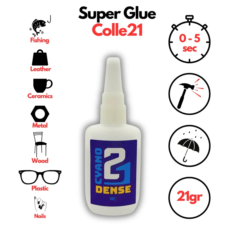 🛠️ Super Glue Colle21 DENSE - 50g | Colle Cyanoacrylate Épaisse Colle Extra-Forte Multi-Usages idéale pour le modélisme, le bricolage créatif et les réparations techniques exigeantes. 🛠️
