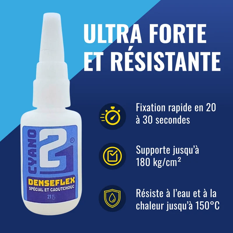 Super Glue Colle21 DENSEFLEX - 21g | Colle Cyanoacrylate Épaisse, Flexible et Ultra-Résistante – Colle Extra-Forte Multi-Usages Idéale pour le modélisme, le bricolage créatif et les réparations techniques exigeantes.🛠️