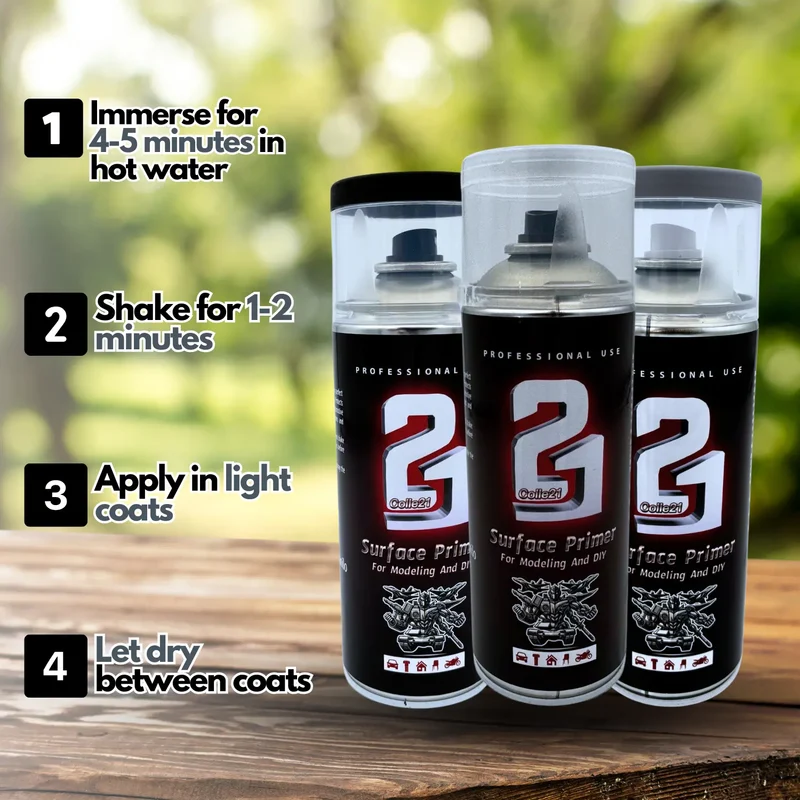 🎨 TRIS PRIMER SPRAY (Lot de 3) Colle21 – 🖤 Primer Noir, ⚪ Gris & Ivoire | Frais de Transport Offert ! 🚀
