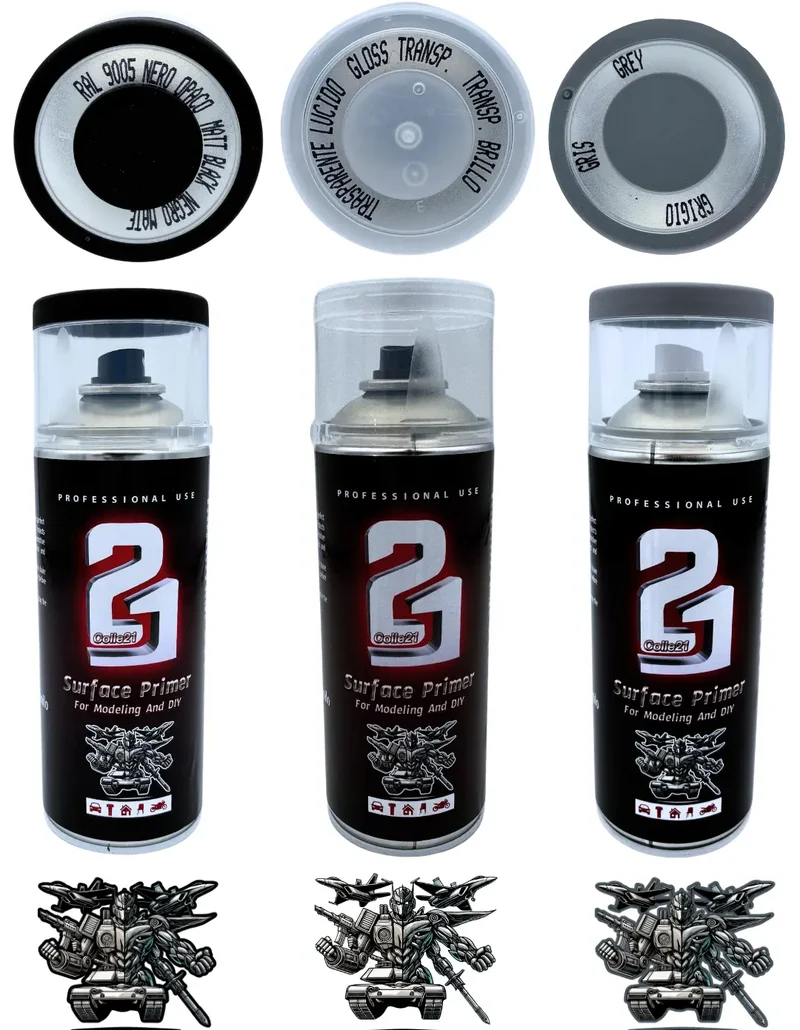🎨 TRIS PRIMER SPRAY (Lot de 3) Colle21 – 🖤 Primer Noir, ⚪ Gris & Transparent Gloss| Frais de Transport Offert ! 🚀