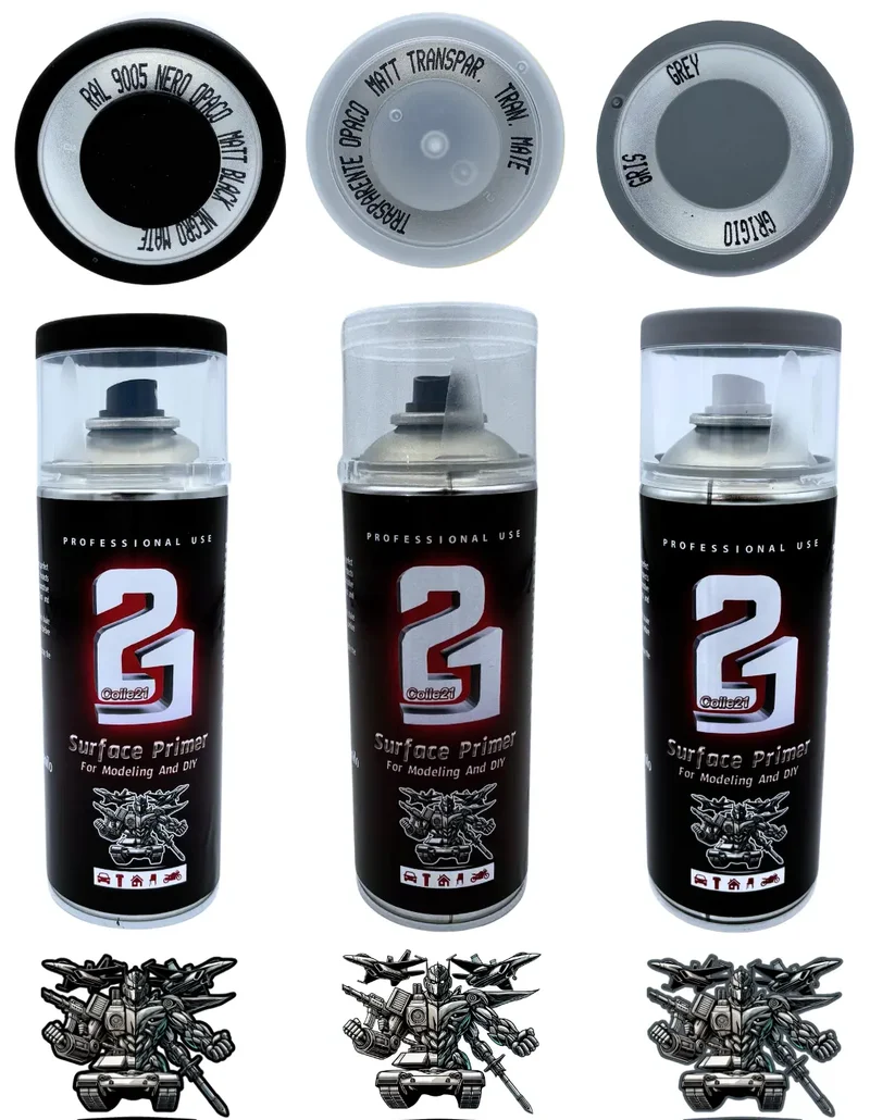🎨 TRIS PRIMER SPRAY (Lot de 3) Colle21 – 🖤 Primer Noir, ⚪ Gris & Transparent Mat | Frais de Transport Offert ! 🚀