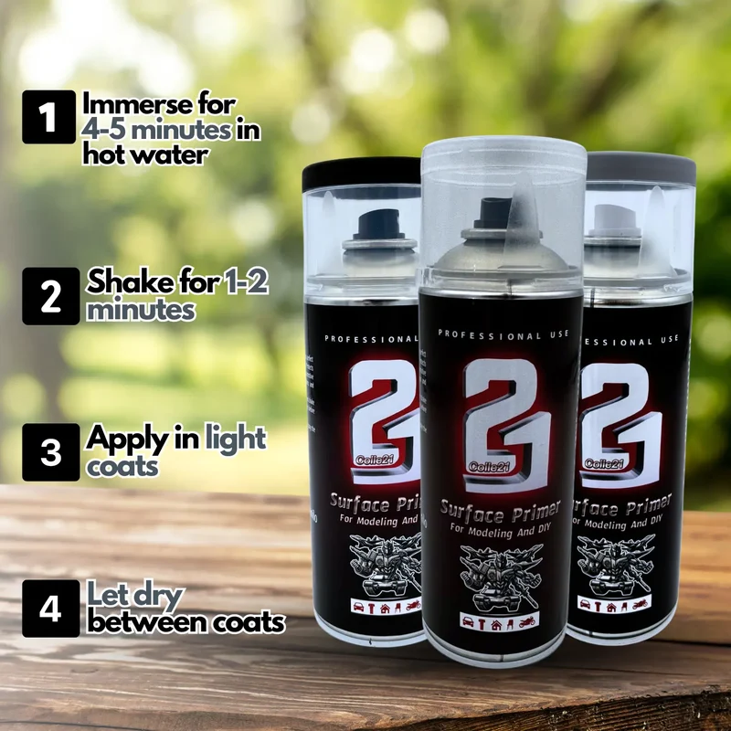 🎨 TRIS PRIMER SPRAY (Lot de 3) Colle21 – 🖤 Primer Noir, ⚪ Gris & Militaire | Frais de Transport Offert ! 🚀
