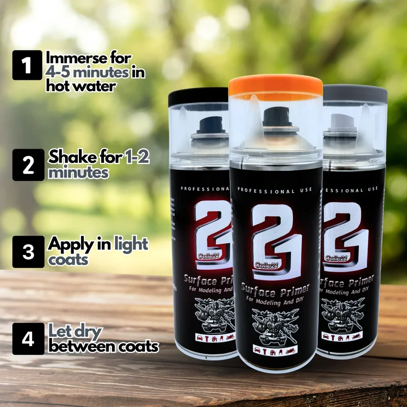 🎨 TRIS PRIMER SPRAY (Lot de 3) Colle21 – 🖤 Primer Noir, ⚪ Gris & Jaune | Frais de Transport Offert ! 🚀