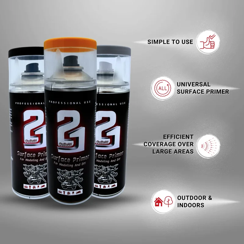 🎨 TRIS PRIMER SPRAY (Lot de 3) Colle21 – 🖤 Primer Noir, ⚪ Gris & Jaune | Frais de Transport Offert ! 🚀