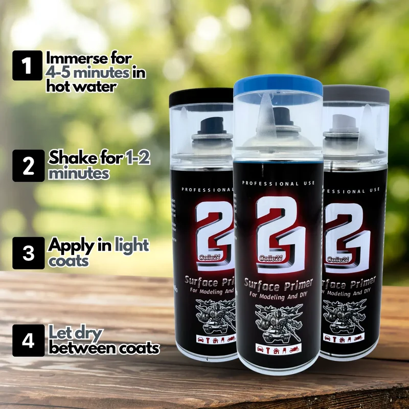 🎨 TRIS PRIMER SPRAY (Lot de 3) Colle21 – 🖤 Primer Noir, ⚪ Gris & Bleu | Frais de Transport Offert ! 🚀