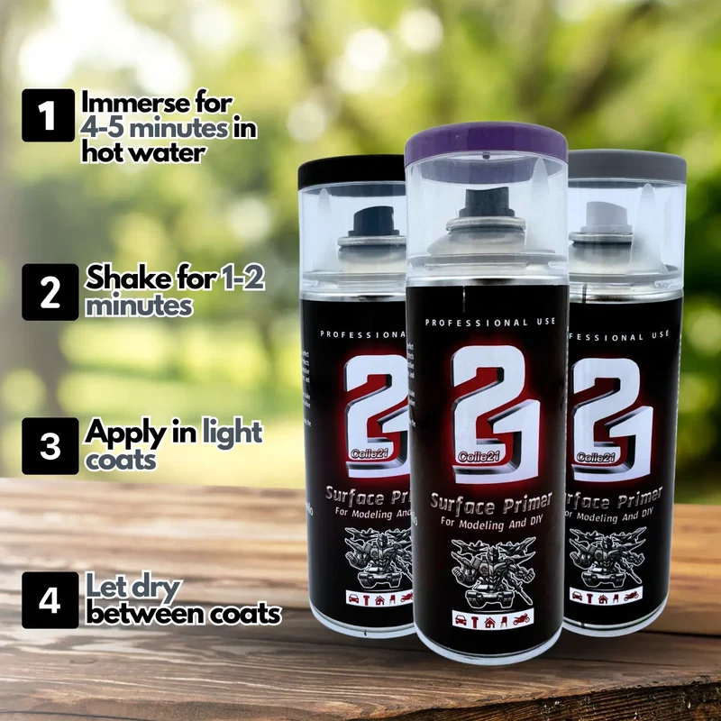🎨 TRIS PRIMER SPRAY (Lot de 3) Colle21 – 🖤 Primer Noir, ⚪ Gris & Violet| Frais de Transport Offert ! 🚀