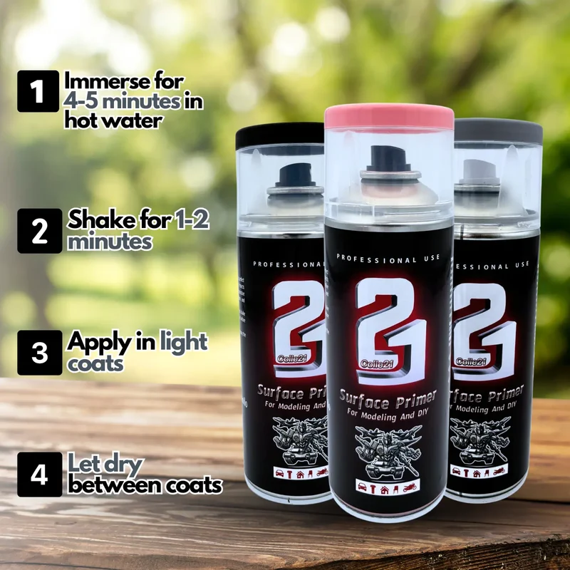 🎨 TRIS PRIMER SPRAY (Lot de 3) Colle21 – 🖤 Primer Noir, ⚪ Gris & Rose| Frais de Transport Offert ! 🚀