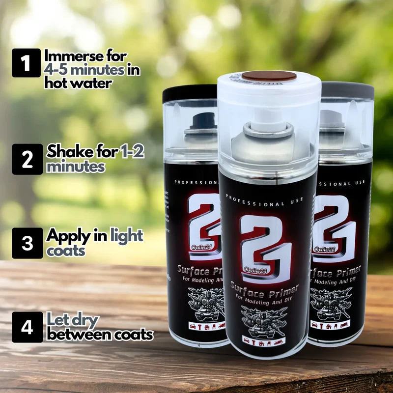 🎨 TRIS PRIMER SPRAY (Lot de 3) Colle21 – 🖤 Primer Noir, ⚪ Gris & Rouille | Frais de Transport Offert ! 🚀
