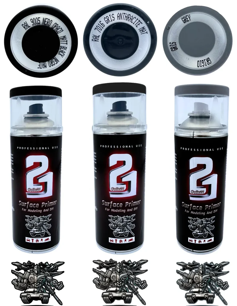 🎨 TRIS PRIMER SPRAY (Lot de 3) Colle21 – 🖤 Primer Noir, ⚪ Gris & Gris Anthracite | Frais de Transport Offert ! 🚀