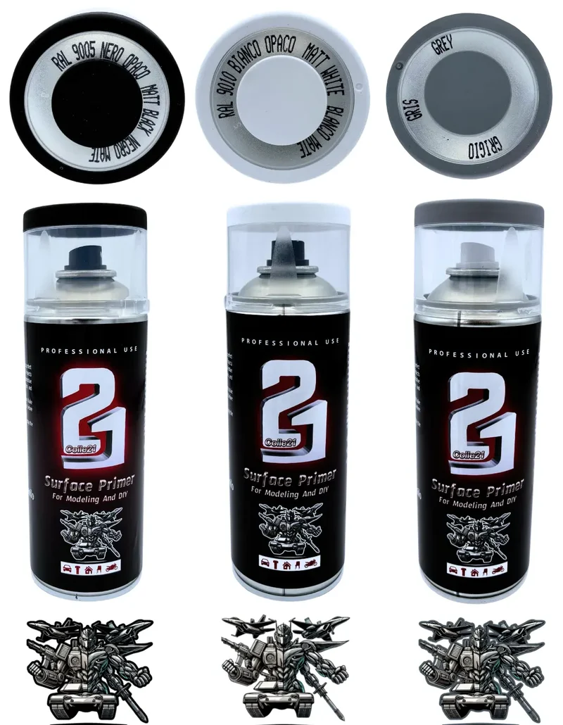 🎨 TRIS PRIMER SPRAY (Lot de 3) Colle21 – 🖤 Primer Noir, ⚪ Gris & 🤍 Blanc | Frais de Transport Offert ! 🚀
