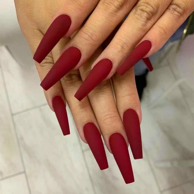 Faux Ongles Gel Bordeaux