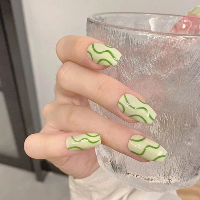 Faux Ongles Vert Pastèque