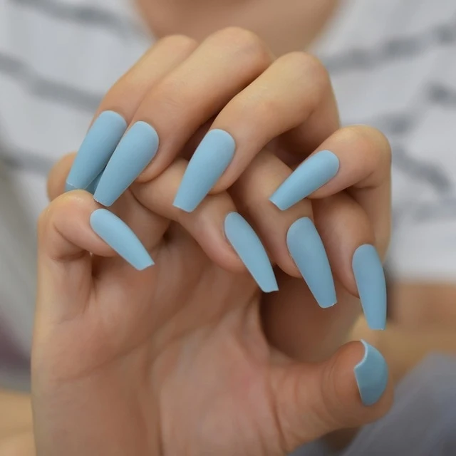Faux Ongles Bleu Pastel