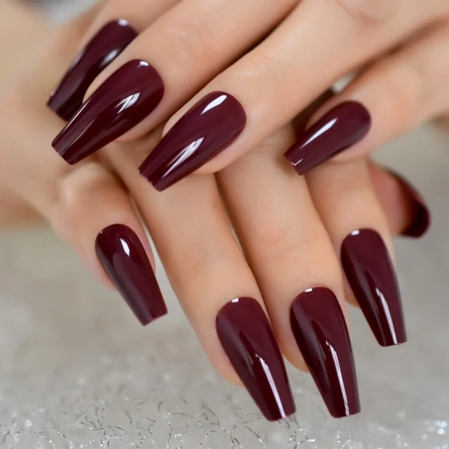 Faux Ongles Bordeaux