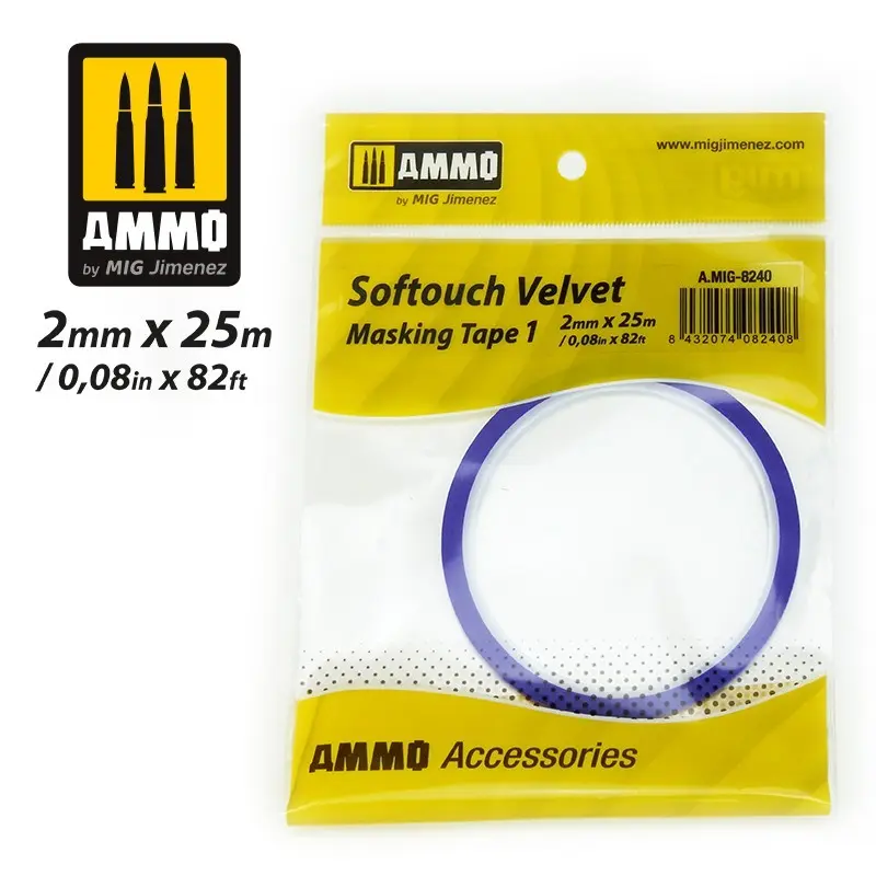 Softouch Velvet Masking Tape 1 (2mm x 25M) A.MIG-8240