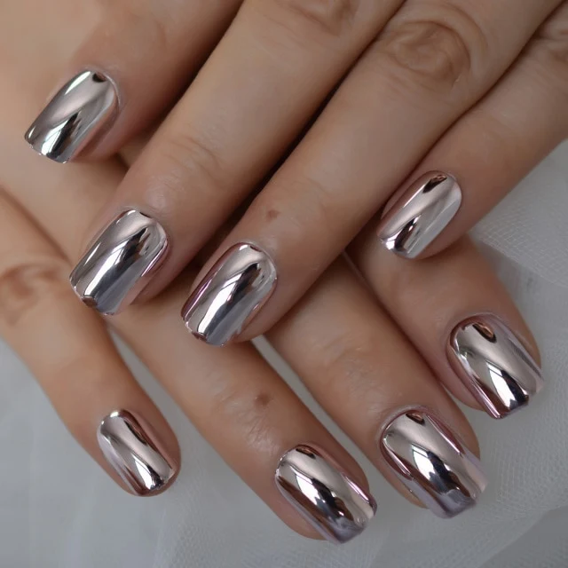Faux Ongles Argenté