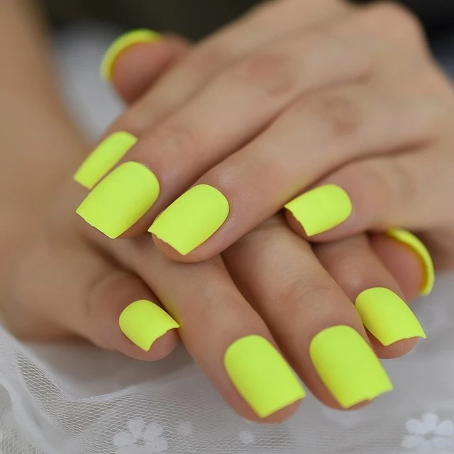 Faux Ongles Jaune Fluo