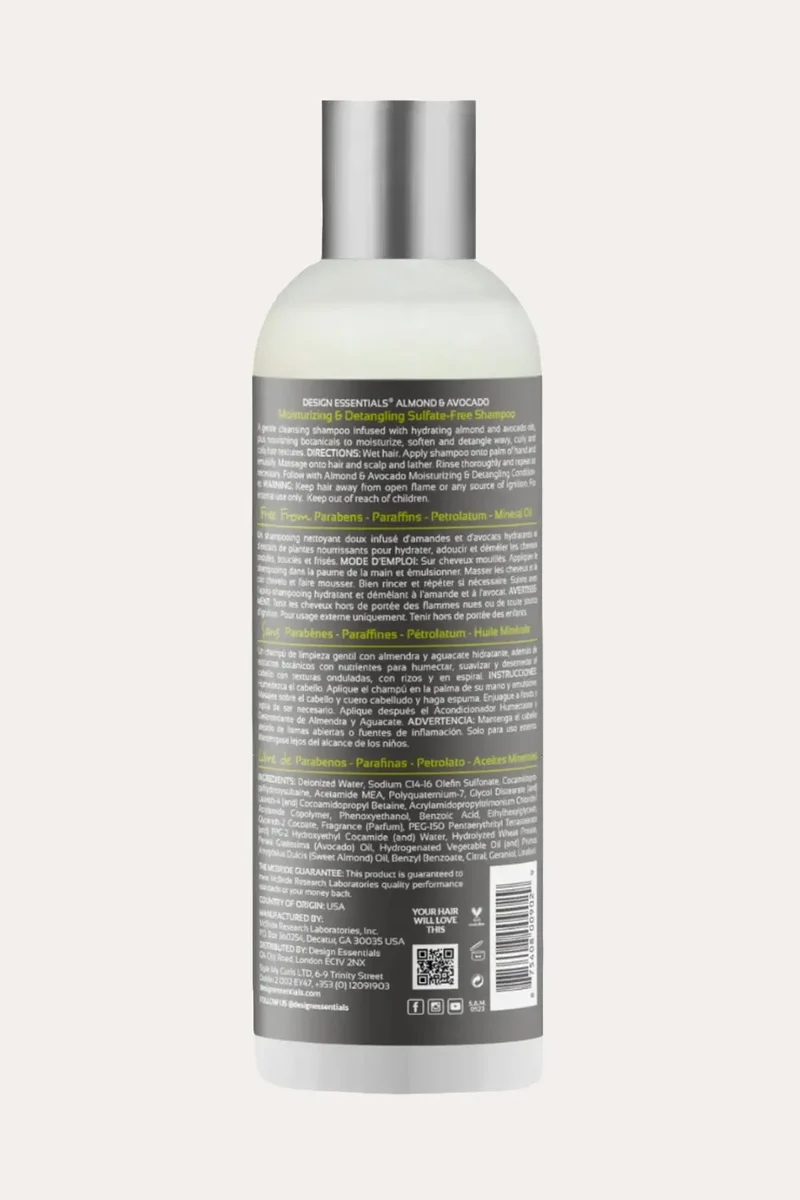 DESIGN ESSENTIALS ALMOND & AVOCADO MOISTURIZING & DETANGLING SHAMPOO