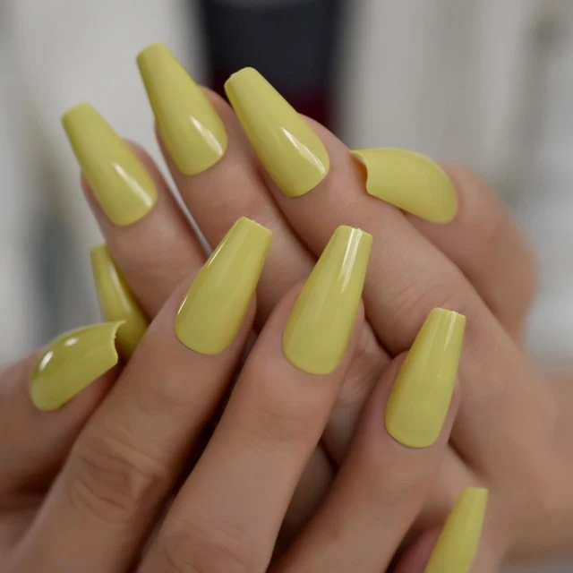 Faux Ongles Jaune Pastel