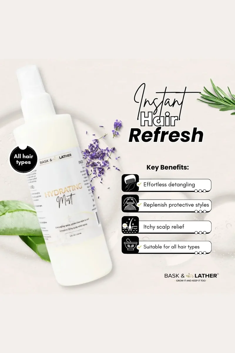 BASK & LATHER HYDRATING HAIR MIST 8oz
