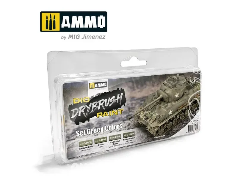 A.MIG-7301 DRYBRUSH Set Green Colors