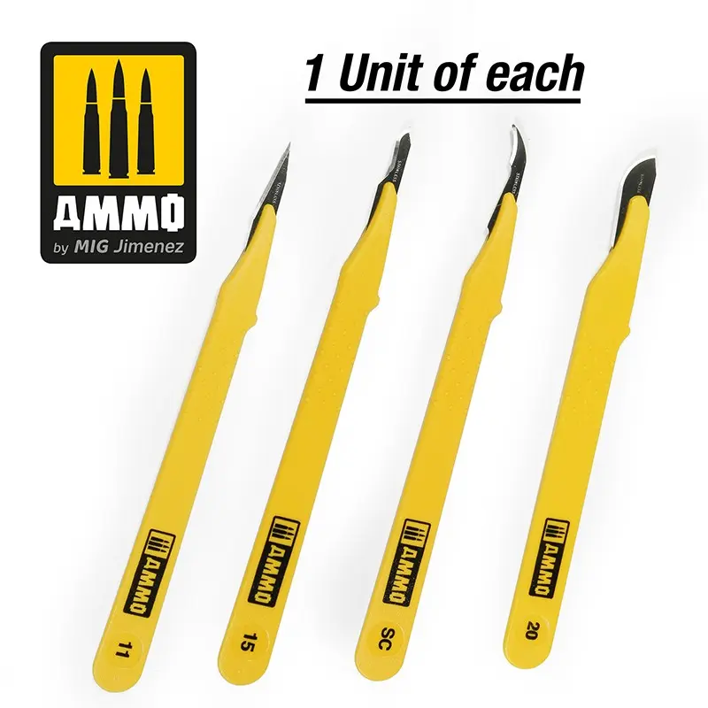 A.MIG-8696 Standard Blade Set – 4 pcs. (1 Standard Blade Straight + 1 Blade Curved + 1 Blade Ripper + 1 Blade Curved