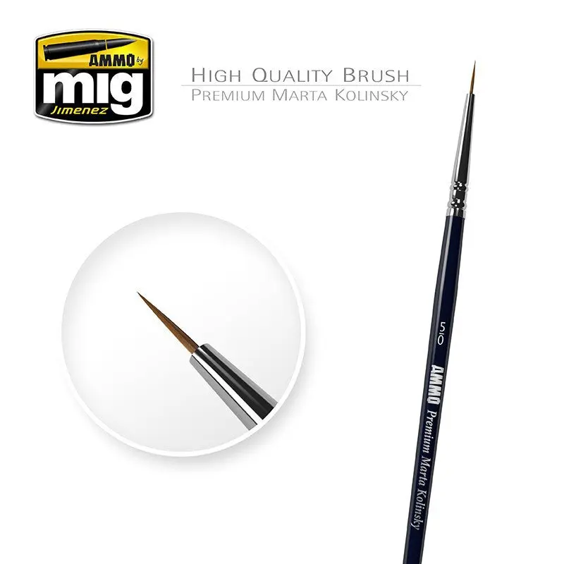 A.MIG-8600 5/0 Premium Marta Kolinsky Round Brush
