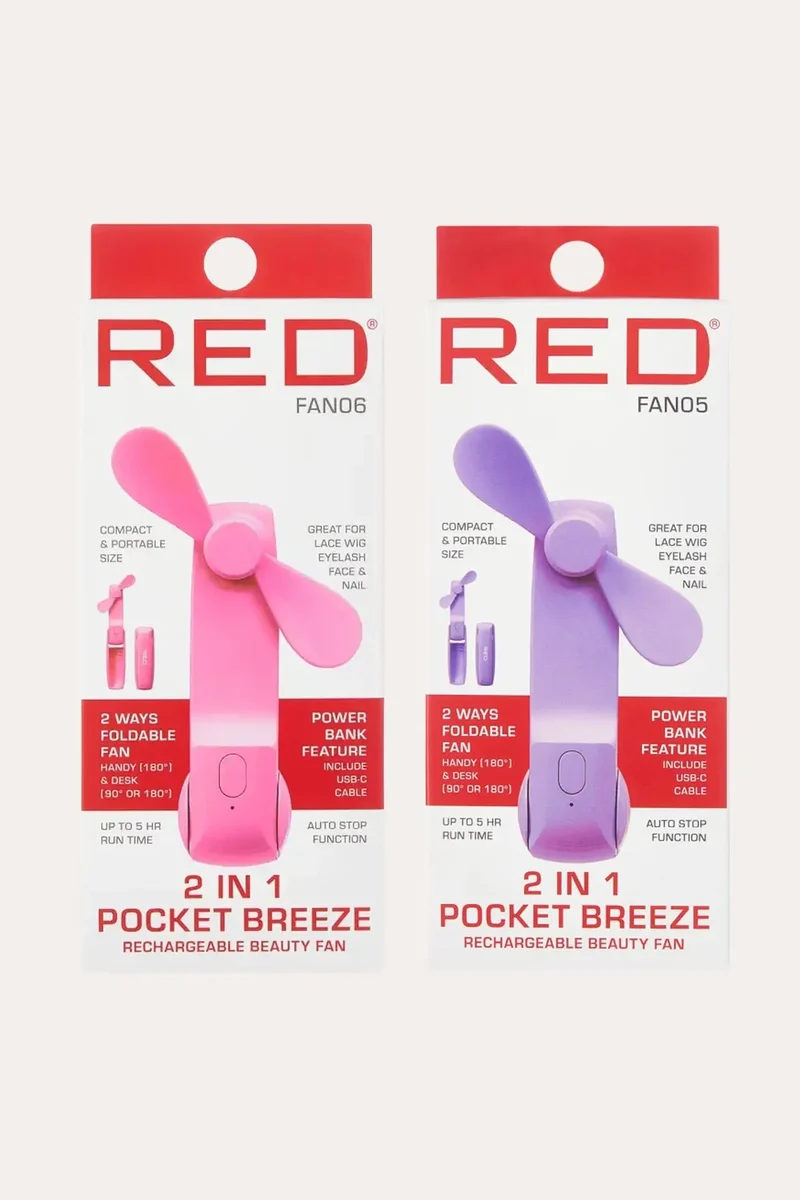 RED 2 IN 1 POCKET BREEZE BEAUTY FAN | Handheld Fan
