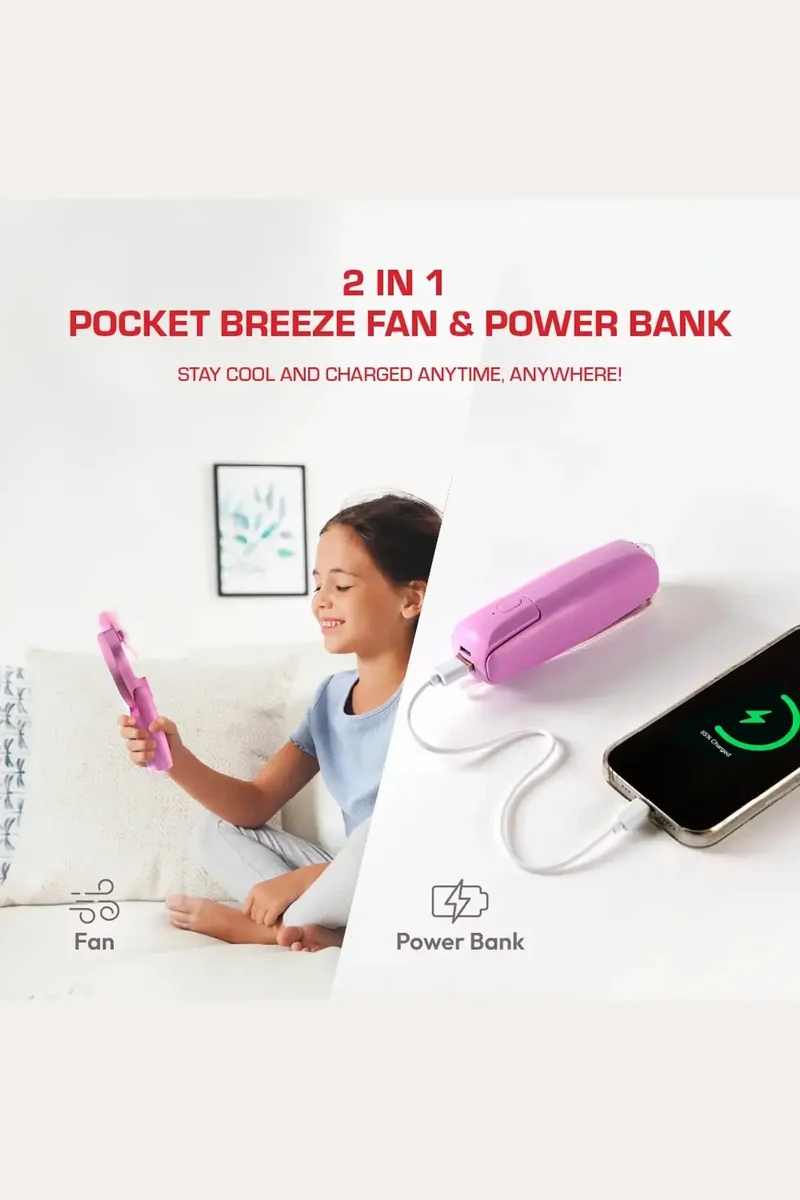 RED 2 IN 1 POCKET BREEZE BEAUTY FAN | Handheld Fan