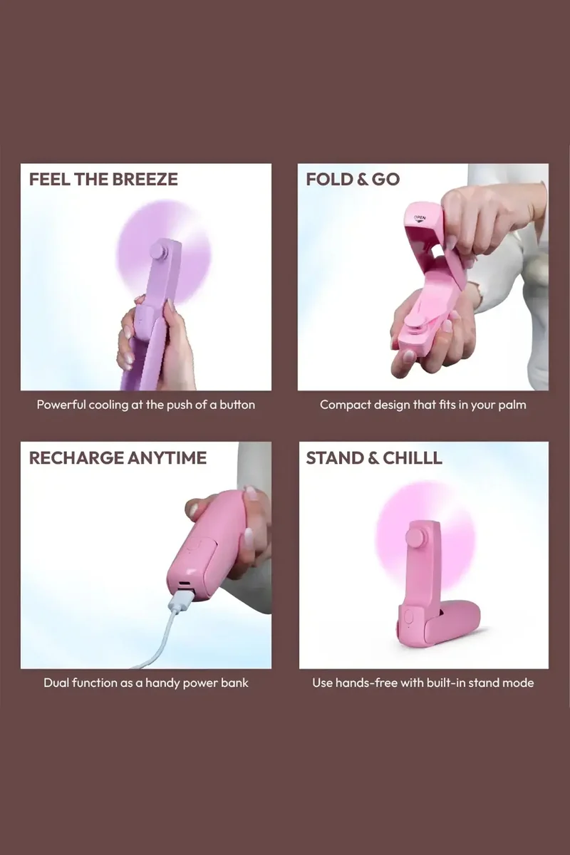 RED 2 IN 1 POCKET BREEZE BEAUTY FAN | Handheld Fan