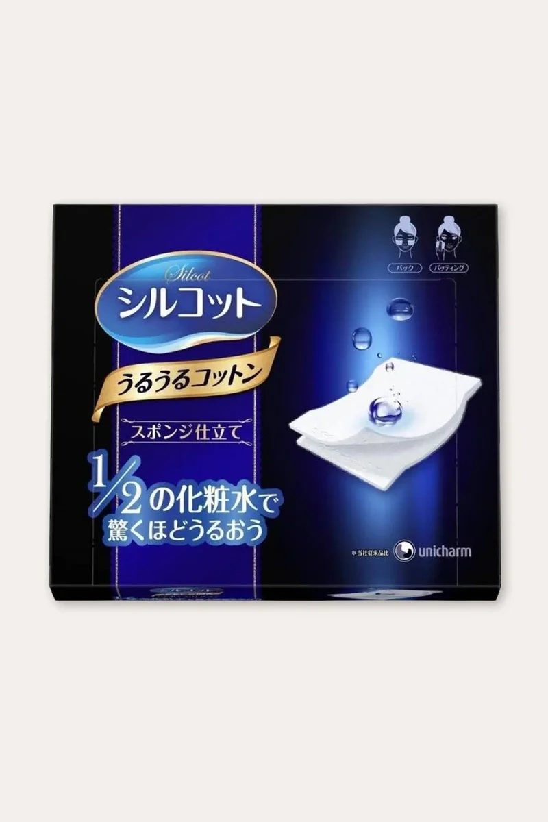 UNICHARM SILCOT 1/2 SPONGE TOUCH MOISTURIZING COTTON