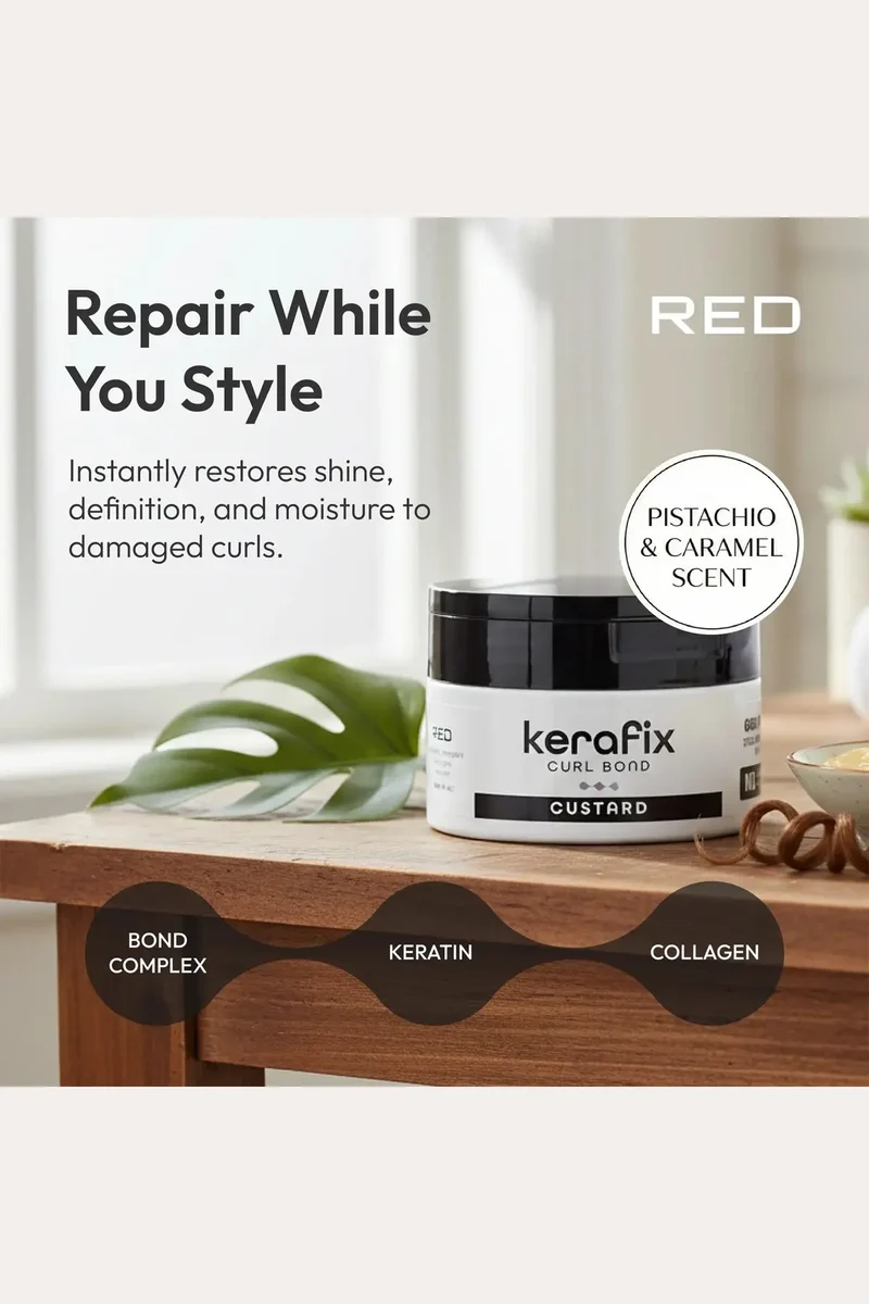 RED KERAFIX CURL BOND HAIR CUSTARD 8oz