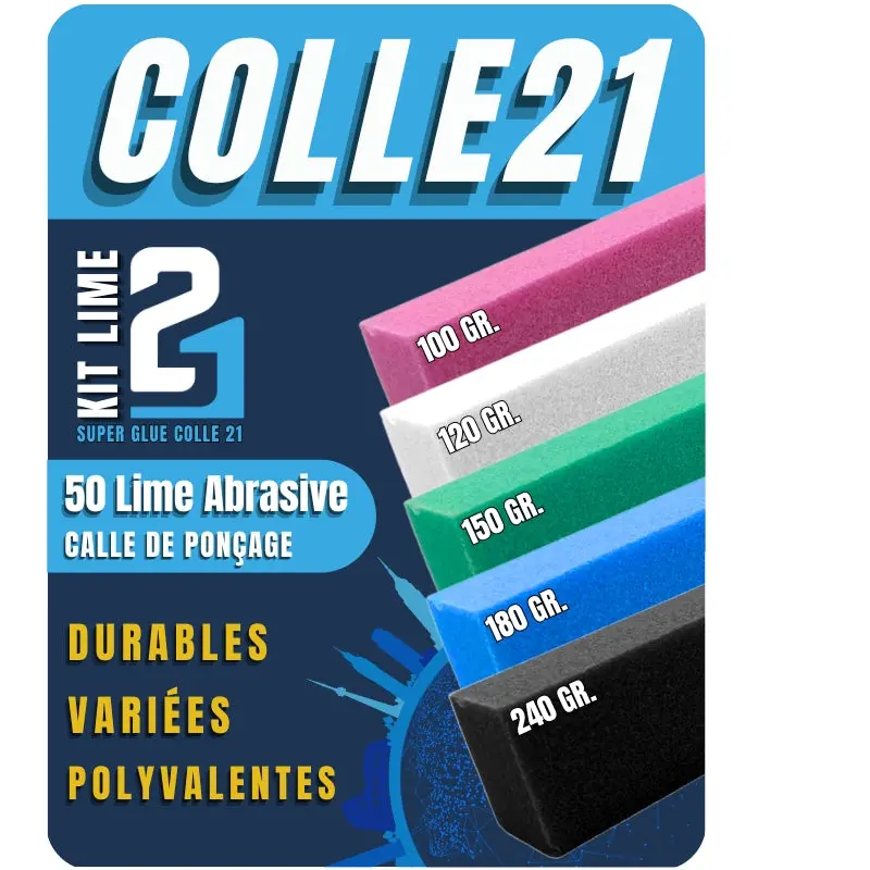 50 Limes Abrasives Superglue Colle21 – Pack de 50 Limes de ponçage avec Granulométries Variées (100 à 240) produits et accessoires professionnelle pour le Bricolage & Modélisme ! ✨🔧