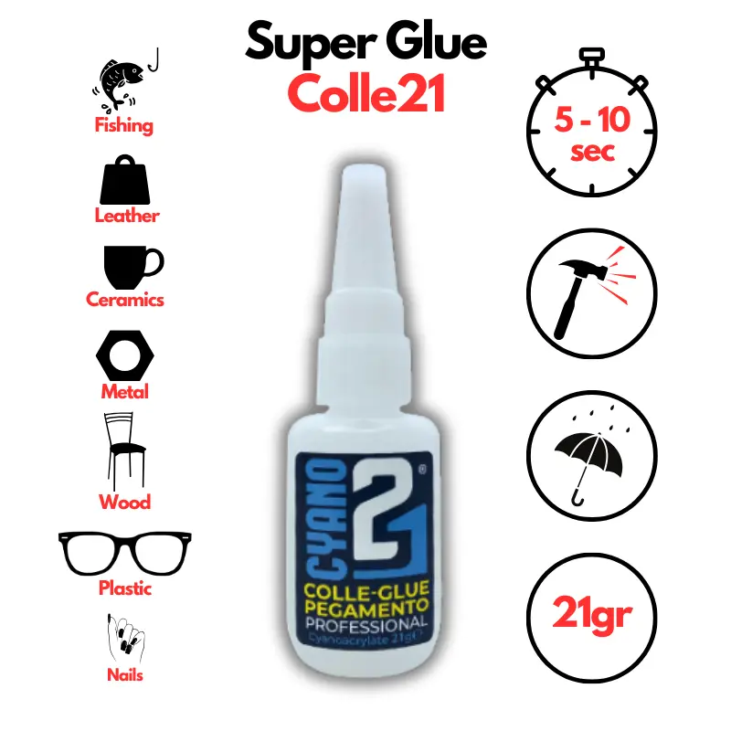 Kit TRIS Super Glue Cyano (Lot de 3) Colle21 + Casquette Colle21 – Colle Extra-Forte Multi-Usages Idéale pour le modélisme, le bricolage créatif et les réparations techniques exigeantes.🛠️