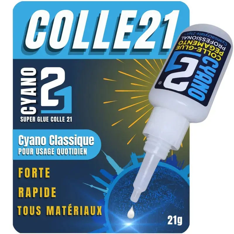 🚀 Super Glue Cyano Colle21 21g | Séchage Ultra-Rapide – Colle Extra-Forte Multi-Usages Idéale pour le modélisme, le bricolage créatif et les réparations techniques exigeantes.🛠️