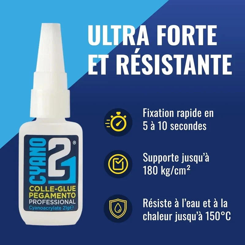 🚀 Super Glue Cyano Colle21 21g | Séchage Ultra-Rapide – Colle Extra-Forte Multi-Usages Idéale pour le modélisme, le bricolage créatif et les réparations techniques exigeantes.🛠️