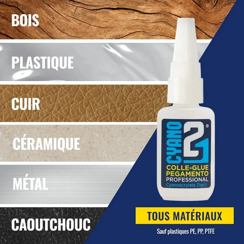 🚀 Super Glue Cyano Colle21 21g | Séchage Ultra-Rapide – Colle Extra-Forte Multi-Usages Idéale pour le modélisme, le bricolage créatif et les réparations techniques exigeantes.🛠️