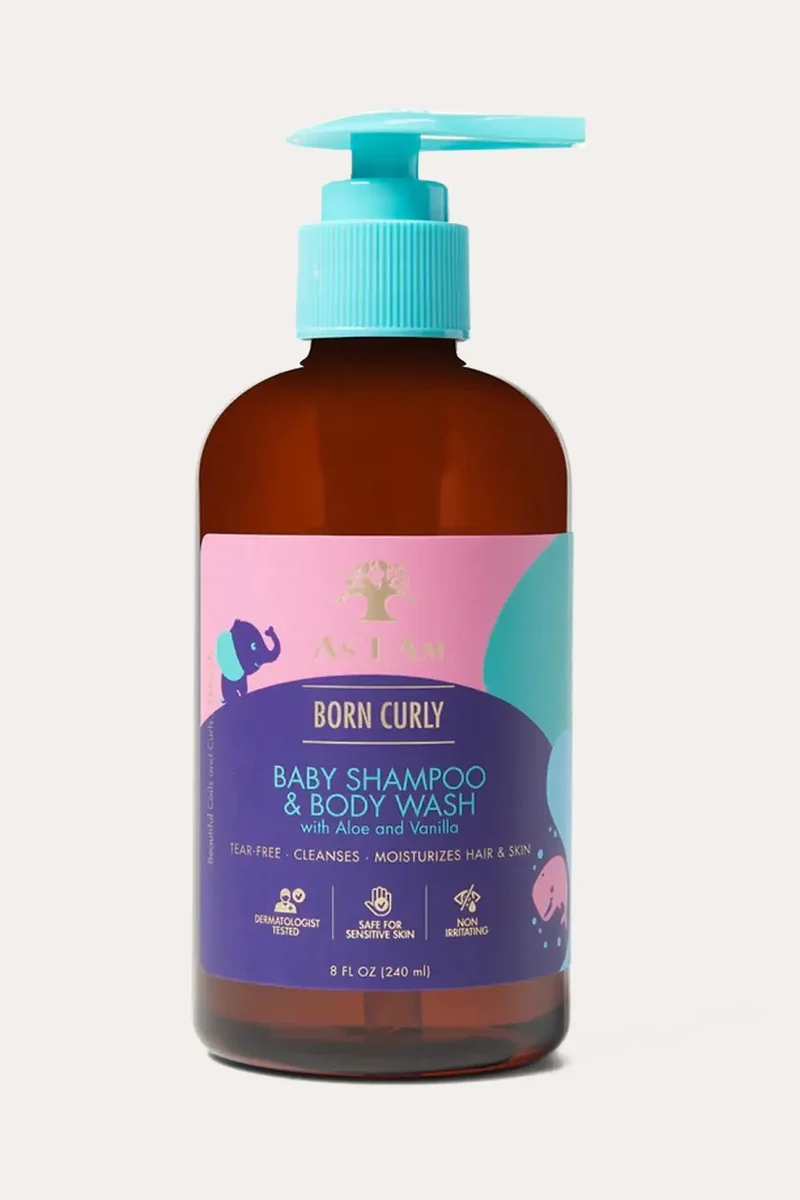 AS I AM BORN CURLY BABY SHAMPOO & BODY WASH 8oz