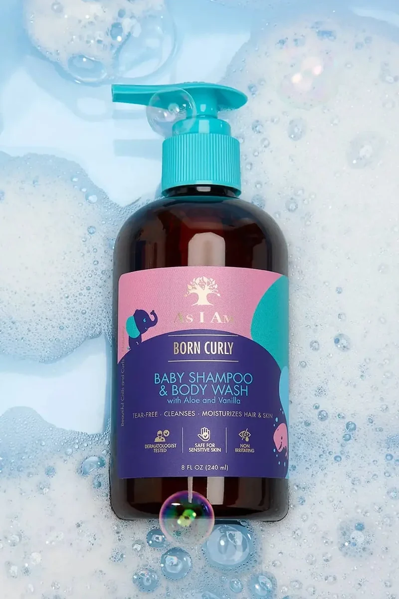 AS I AM BORN CURLY BABY SHAMPOO & BODY WASH 8oz