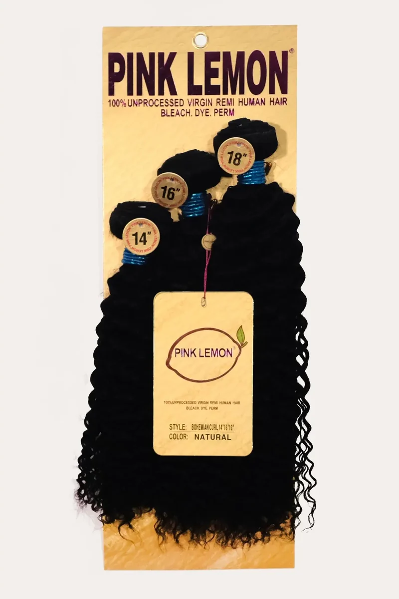 PINK LEMON 15A 100% UNRPOCESSED VIRGIN REMI HUMAN HAIR BOHEMIAN CURL