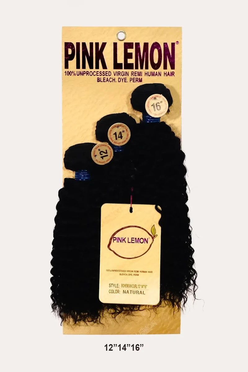 PINK LEMON 15A 100% UNRPOCESSED VIRGIN REMI HUMAN HAIR BOHEMIAN CURL