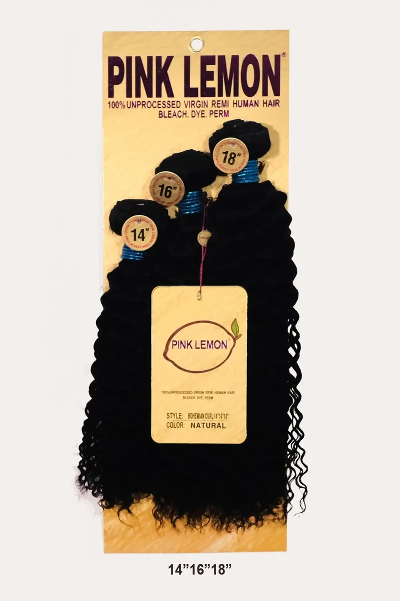 PINK LEMON 15A 100% UNRPOCESSED VIRGIN REMI HUMAN HAIR BOHEMIAN CURL