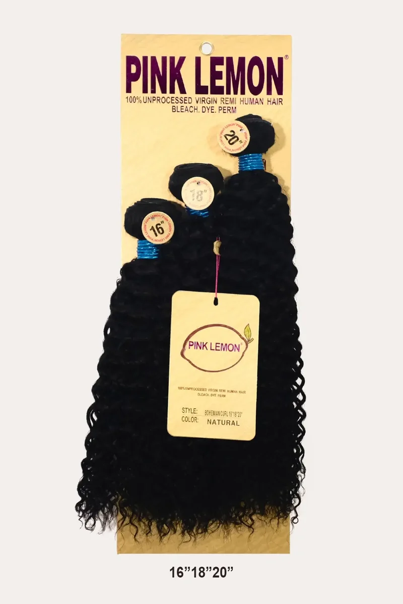 PINK LEMON 15A 100% UNRPOCESSED VIRGIN REMI HUMAN HAIR BOHEMIAN CURL