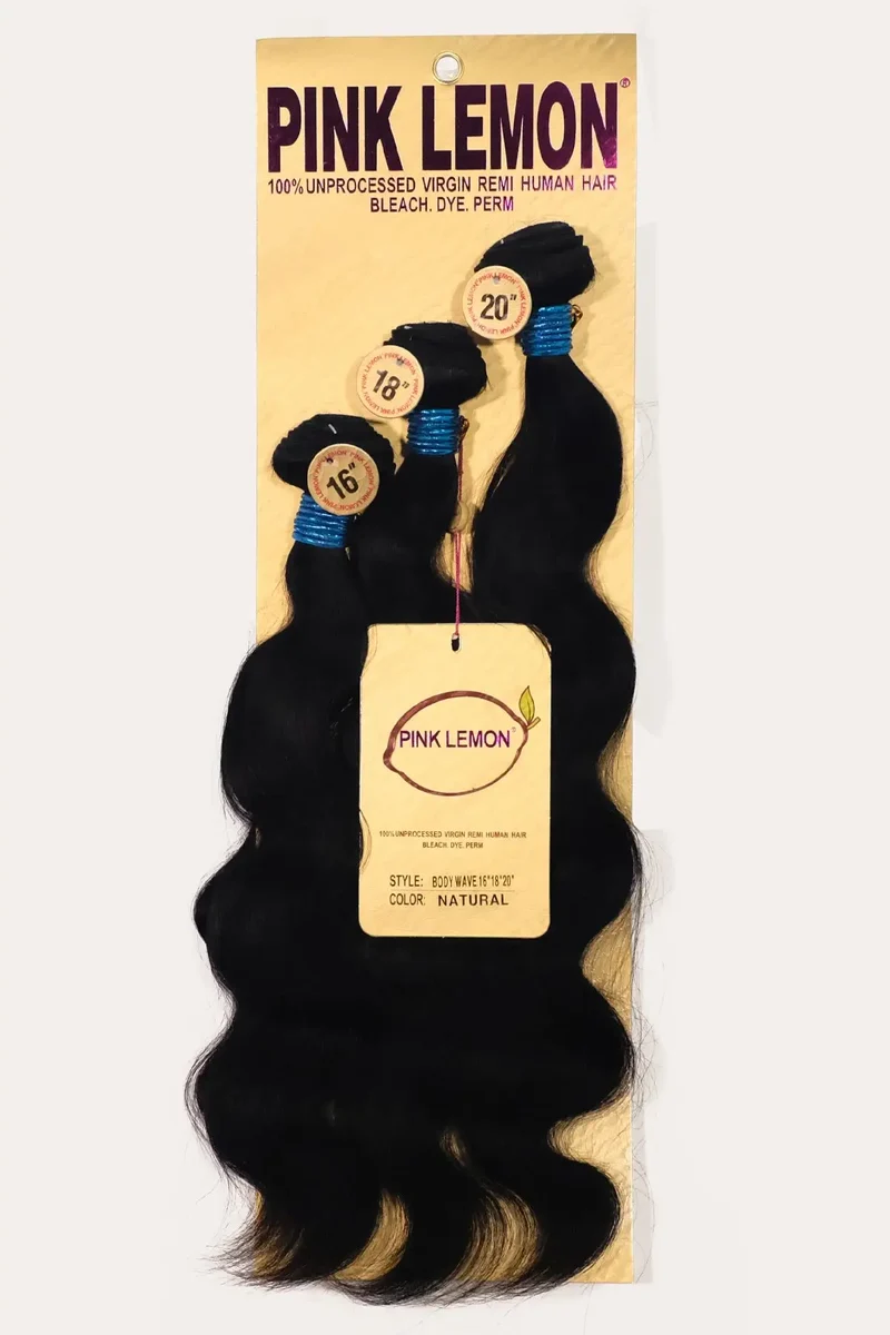 PINK LEMON 15A 100% UNRPOCESSED VIRGIN REMI HUMAN HAIR BODY WAVE