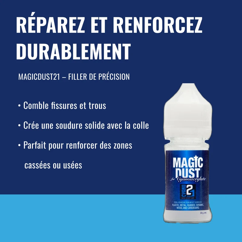 🧪 KIT COMPLET Multi-Usage Super Glue Colle21 – Colle Cyano 21g, MagicDust21, Primer, Cement, Activateur, Limes – Pour Modélisme et Bricolage 🚀
